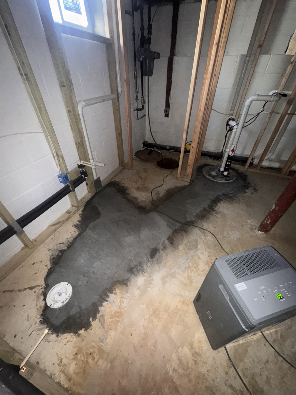 Backfilled, compacted, and concrete restored