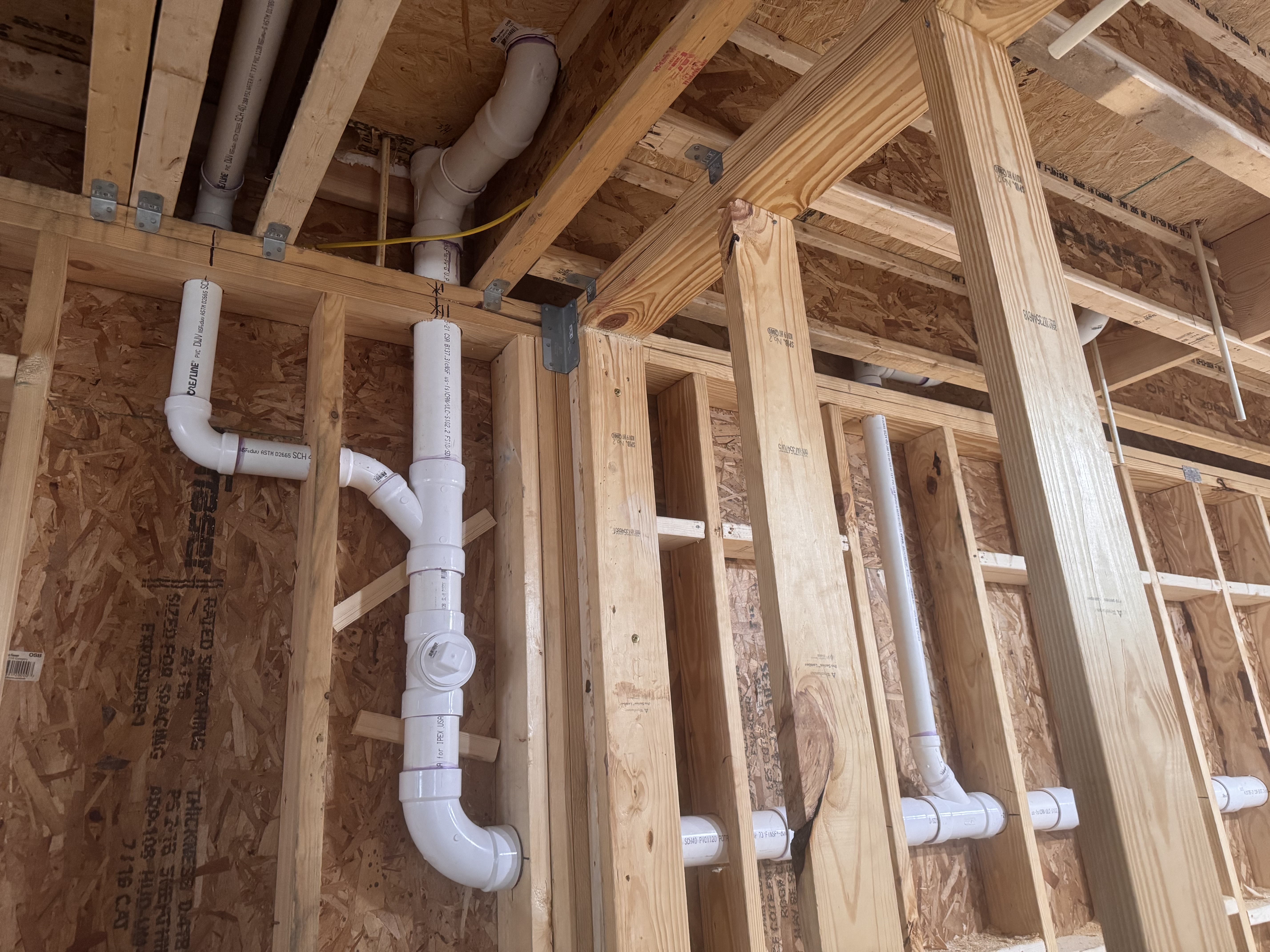 PVC DWV rough-in through framing