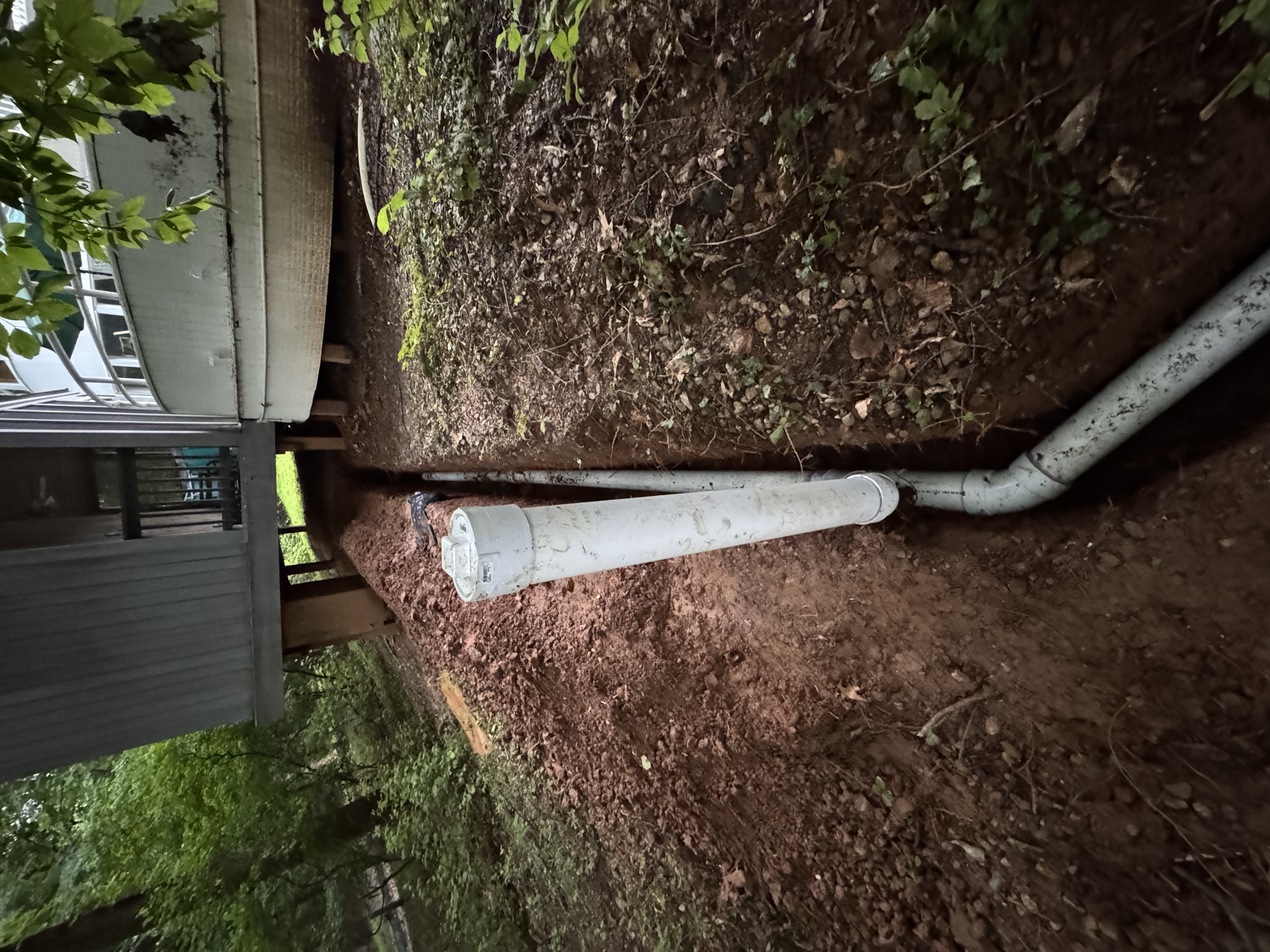 4 inch PVC septic line in trench